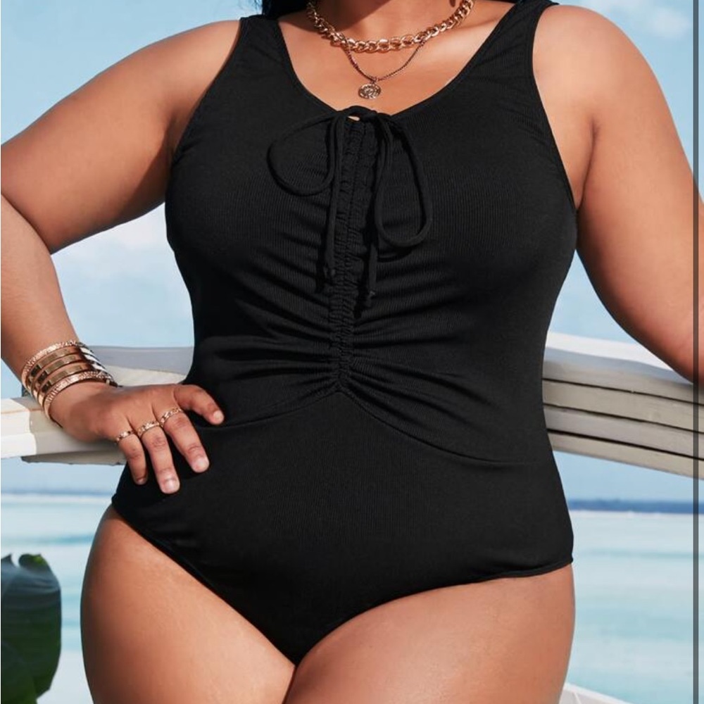 NWT SHEIN Black tie bathing suit size 16